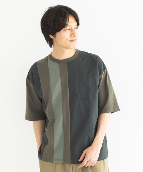 CRAFT STANDARD BOUTIQUE(クラフトスタンダードブティック)の「布帛切り替えH/S TEE-B(Tシャツ/カットソー・メンズ・オフホワイト/ブラック/カーキ・M/L/XL)」の3枚目の写真