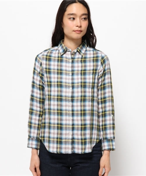 OUTLET（アウトレット）の「【CIAOPANIC TYPY】Wガーゼチェックカシュクールシャツ（シャツ/ブラウス・レディース・ホワイト・SMALL）」の2枚目の写真