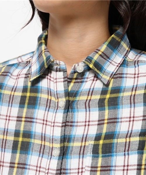 OUTLET（アウトレット）の「【CIAOPANIC TYPY】Wガーゼチェックカシュクールシャツ（シャツ/ブラウス・レディース・ホワイト・SMALL）」の5枚目の写真
