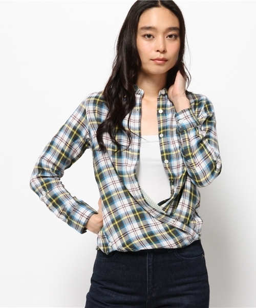 OUTLET（アウトレット）の「【CIAOPANIC TYPY】Wガーゼチェックカシュクールシャツ（シャツ/ブラウス・レディース・ホワイト・SMALL）」の12枚目の写真