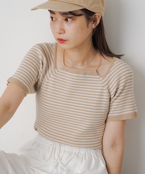 Kastane（カスタネ）の「アメスリTEE（Tシャツ/カットソー・レディース・オフホワイト/ブルー/オレンジ/アイボリー/ミント/サックスブルー・FREE）」の3枚目の写真