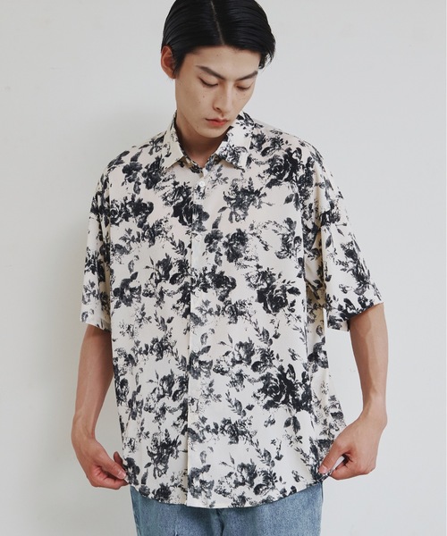 Magine(マージン)の「【SELECT】IR:モノトーン総柄半袖シャツ(シャツ/ブラウス・メンズ・ホワイト/ブラック/ホワイト系その他/ブラック系その他・M/L/XL)」の5枚目の写真