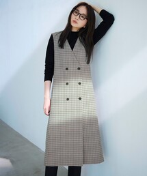 ガンクラブチェック ロング ジレ