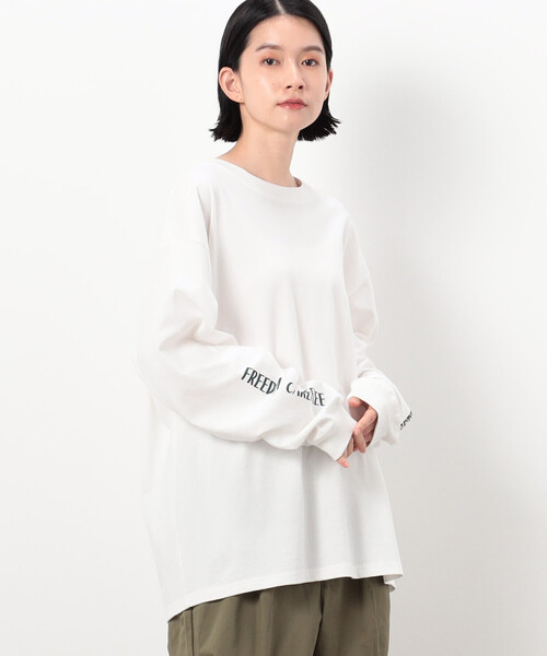 Purple&Yellow(パープルアンドイエロー)の「メッセージプリント 長袖Tシャツ(Tシャツ/カットソー・メンズ・マルチ/ホワイト/ブラック・S/L/M)」の7枚目の写真