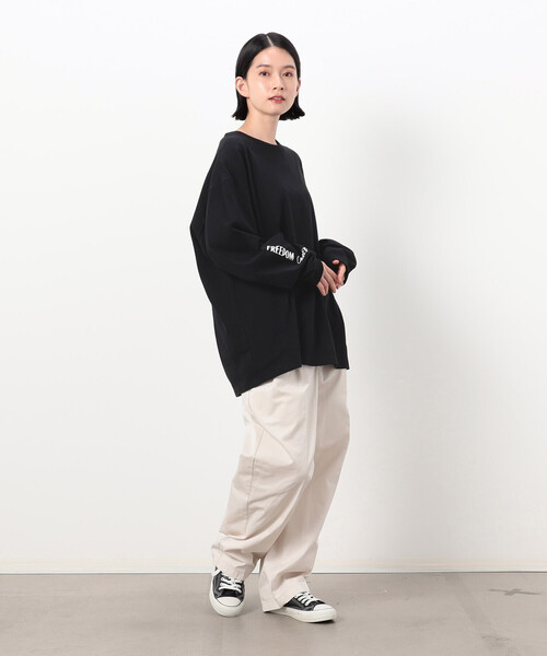 Purple&Yellow(パープルアンドイエロー)の「メッセージプリント 長袖Tシャツ(Tシャツ/カットソー・メンズ・マルチ/ホワイト/ブラック・S/L/M)」の11枚目の写真