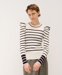 LANVIN en Bleu | タックスリーブボーダーニット(ニット/セーター)