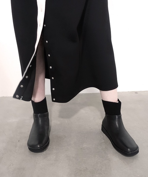 neue diffusion（ノイエディフュージョン）の「バックファスナー付きニットショートブーツ_ND23625（ブーツ・レディース・ブラック/ブラック系その他・23.5cm/24cm/23cm/24.5cm/22.5cm）」の8枚目の写真