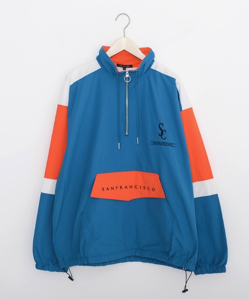 Revo.（レボ）の「ワンポイント刺繍 ハーフジップ スタンドネック ナイロン アノラック ブルゾン（ナイロンジャケット・メンズ・ブラック/ターコイズブルー/ネイビー/オフホワイト・L/M）」の4枚目の写真