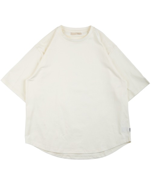 #Re:room（リルーム）の「ワンポイントラウンドヘムビッグTシャツ（Tシャツ/カットソー・メンズ・ベージュ/ダークグリーン/オフホワイト/ブラック・SMALL/MEDIUM）」の2枚目の写真