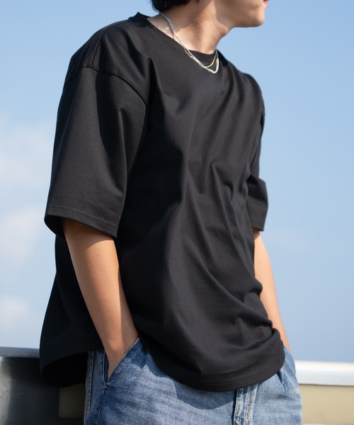 #Re:room（リルーム）の「ワンポイントラウンドヘムビッグTシャツ（Tシャツ/カットソー・メンズ・ベージュ/ダークグリーン/オフホワイト/ブラック・SMALL/MEDIUM）」の5枚目の写真