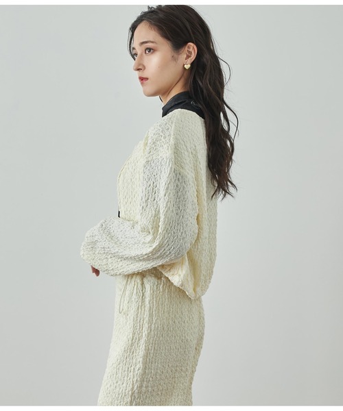 ANAP（アナップ）の「ジャガードカットブルゾン【セットアップ対応】（ブルゾン・レディース・オフホワイト/ブラック・FREE）」の5枚目の写真