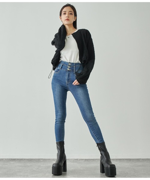 ANAP（アナップ）の「ジャガードカットブルゾン【セットアップ対応】（ブルゾン・レディース・オフホワイト/ブラック・FREE）」の14枚目の写真