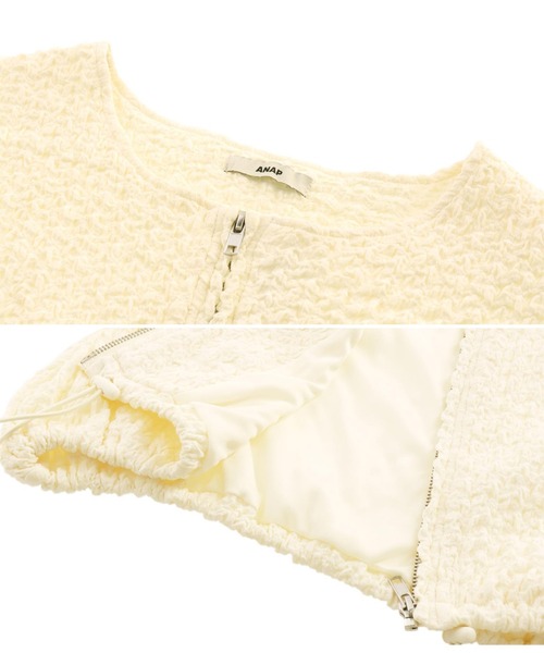 ANAP（アナップ）の「ジャガードカットブルゾン【セットアップ対応】（ブルゾン・レディース・オフホワイト/ブラック・FREE）」の19枚目の写真