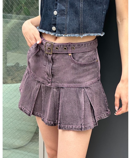 3.3 Field Trip （3.3フィールドトリップ）の「3.3 Field Trip／プリーツデニムスカート 2977561（デニムスカート・レディース・ブルー/ブラック/ピンク/グレー/ダークブルー・FREE）」の5枚目の写真