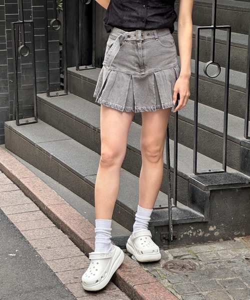 3.3 Field Trip （3.3フィールドトリップ）の「3.3 Field Trip／プリーツデニムスカート 2977561（デニムスカート・レディース・ブルー/ブラック/ピンク/グレー/ダークブルー・FREE）」の22枚目の写真