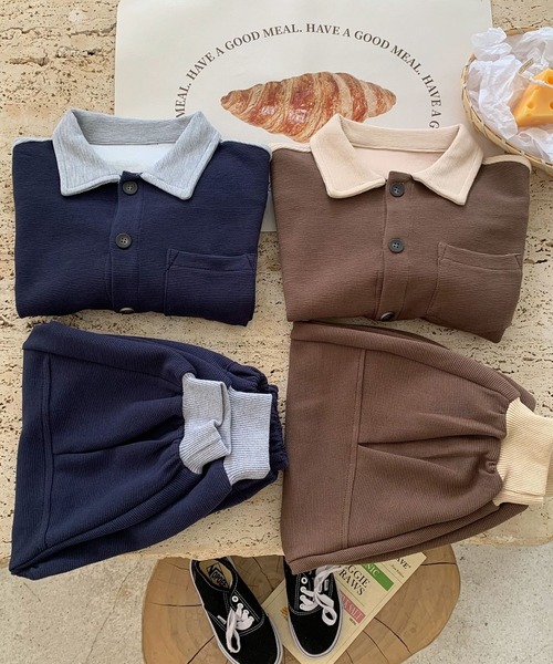 aimoha（アイモハ）の「aimoha-KIDS- 子供服 　バイカラー厚手カットソーセットアップ（セットアップ・キッズ・ベージュ・130/110/120/100/140）」の7枚目の写真
