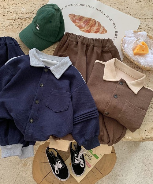 aimoha（アイモハ）の「aimoha-KIDS- 子供服 　バイカラー厚手カットソーセットアップ（セットアップ・キッズ・ベージュ・130/110/120/100/140）」の8枚目の写真