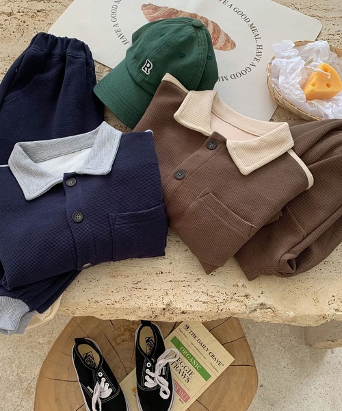 aimoha（アイモハ）の「aimoha-KIDS- 子供服 　バイカラー厚手カットソーセットアップ（セットアップ・キッズ・ベージュ・130/110/120/100/140）」の10枚目の写真