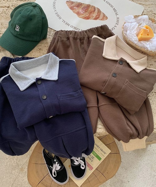 aimoha（アイモハ）の「aimoha-KIDS- 子供服 　バイカラー厚手カットソーセットアップ（セットアップ・キッズ・ベージュ・130/110/120/100/140）」の11枚目の写真