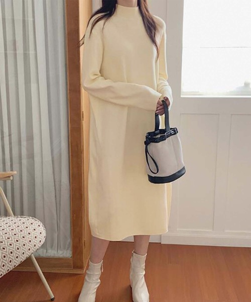 Girly Doll(ガーリードール)の「2点セット ニットワンピース(ワンピース・レディース・ブラック/アイボリー/キャメル/モカ・F)」の5枚目の写真