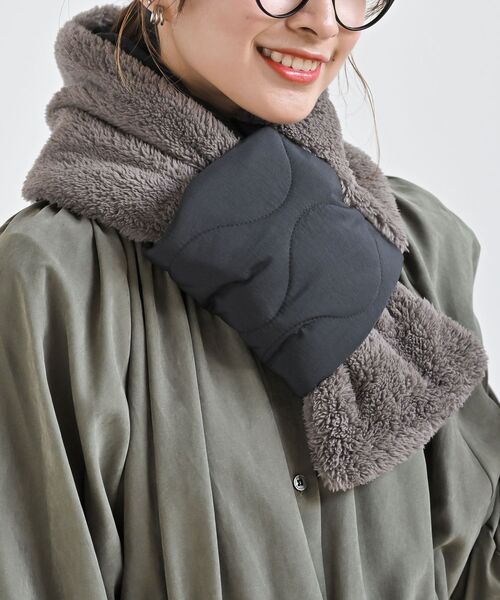 rps（アールピーエス）の「さしこみキルトマフラー（マフラー・レディース・カーキ/ブラック/ダークベージュ・フリー）」の6枚目の写真