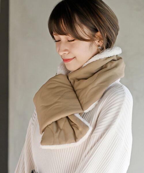 rps（アールピーエス）の「さしこみキルトマフラー（マフラー・レディース・カーキ/ブラック/ダークベージュ・フリー）」の14枚目の写真