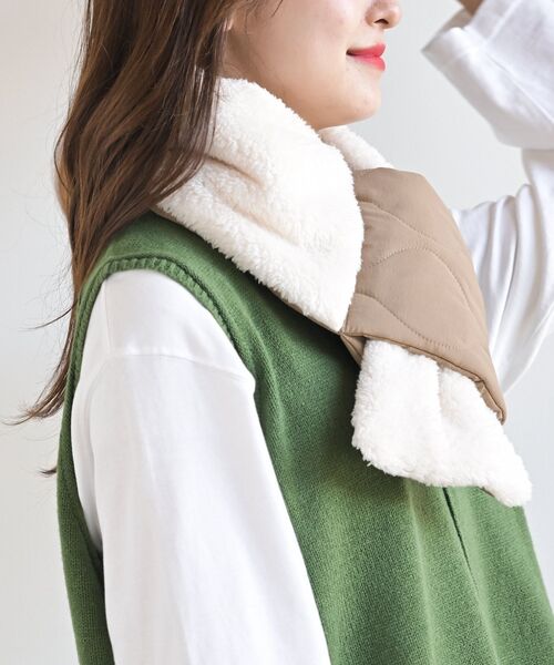 rps（アールピーエス）の「さしこみキルトマフラー（マフラー・レディース・カーキ/ブラック/ダークベージュ・フリー）」の21枚目の写真