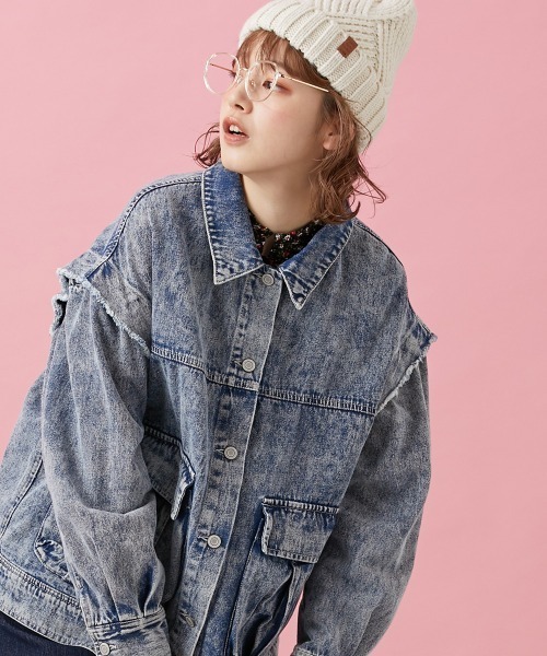 Le temps riche（ルタンリッシュ）の「２ＷＡＹケミカルデニムジャケット ＜Le temps riche＞（デニムジャケット・レディース・ブルー/ブラック・L/M）」の2枚目の写真