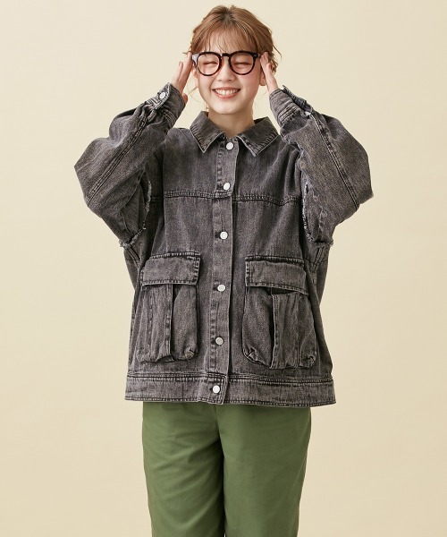 Le temps riche（ルタンリッシュ）の「２ＷＡＹケミカルデニムジャケット ＜Le temps riche＞（デニムジャケット・レディース・ブルー/ブラック・L/M）」の7枚目の写真