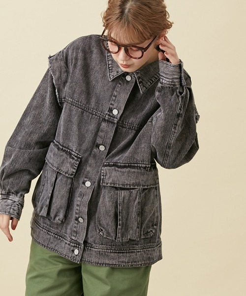 Le temps riche（ルタンリッシュ）の「２ＷＡＹケミカルデニムジャケット ＜Le temps riche＞（デニムジャケット・レディース・ブルー/ブラック・L/M）」の8枚目の写真