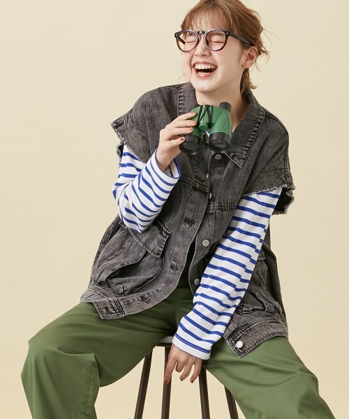 Le temps riche（ルタンリッシュ）の「２ＷＡＹケミカルデニムジャケット ＜Le temps riche＞（デニムジャケット・レディース・ブルー/ブラック・L/M）」の10枚目の写真