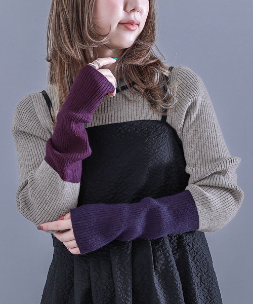 n'OrLABEL（ノアールレーベル）の「『配色リブ編みデザインニット』（ニット/セーター・レディース・モカ/ブラック/杢グレー・1/2）」の2枚目の写真