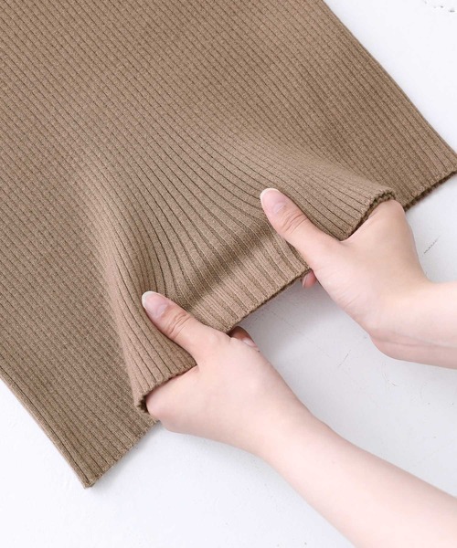 n'OrLABEL（ノアールレーベル）の「『配色リブ編みデザインニット』（ニット/セーター・レディース・モカ/ブラック/杢グレー・1/2）」の5枚目の写真