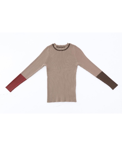 n'OrLABEL（ノアールレーベル）の「『配色リブ編みデザインニット』（ニット/セーター・レディース・モカ/ブラック/杢グレー・1/2）」の6枚目の写真