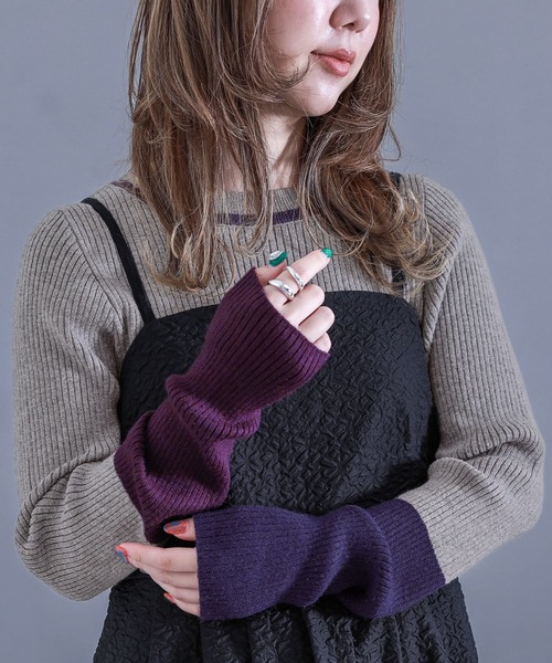 n'OrLABEL（ノアールレーベル）の「『配色リブ編みデザインニット』（ニット/セーター・レディース・モカ/ブラック/杢グレー・1/2）」の13枚目の写真