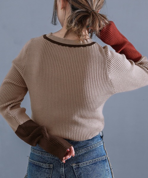 n'OrLABEL（ノアールレーベル）の「『配色リブ編みデザインニット』（ニット/セーター・レディース・モカ/ブラック/杢グレー・1/2）」の17枚目の写真