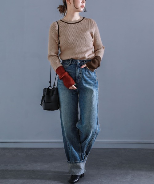 n'OrLABEL（ノアールレーベル）の「『配色リブ編みデザインニット』（ニット/セーター・レディース・モカ/ブラック/杢グレー・1/2）」の19枚目の写真