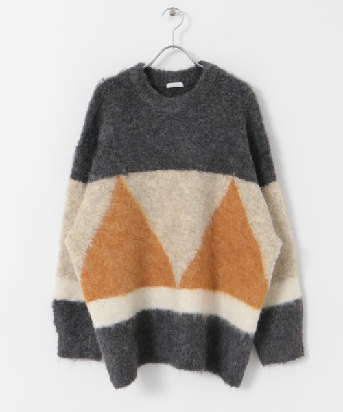 ITEMS URBANRESEARCH（アイテムズ アーバンリサーチ）の「『ユニセックス』ブークレモチーフニット（ニット/セーター・レディース・ブルー/キャメル/チャコールグレー・FREE）」の22枚目の写真