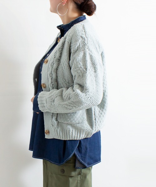 ALL ORDINARIES（オールオーディナリーズ）の「【LITTLE MARKET（リトルマーケット）】アラン編み モールヤーンニットカーディガン（ニット/セーター・レディース・ブルー/イエロー/グレー・FREE）」の8枚目の写真