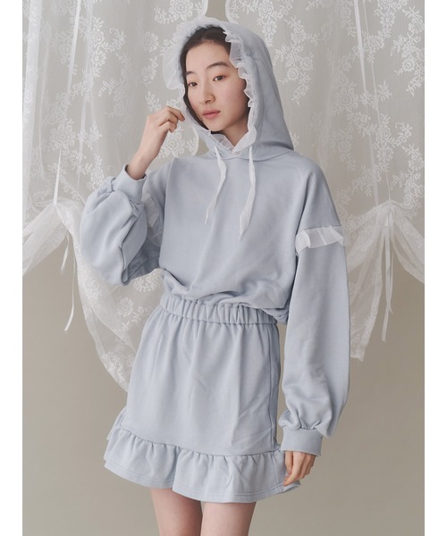 merry jenny（メリージェニー）の「フリルフードワンピース（ワンピース・レディース・ライトブルー/グレー・FREE）」の21枚目の写真