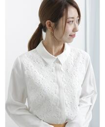 Te chichi（テチチ）の「フロントヨークレースシャツカラーブラウス（シャツ/ブラウス）」