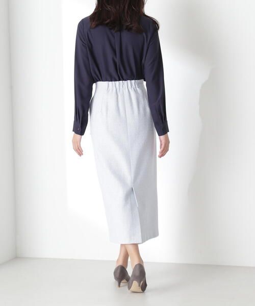 NATURAL BEAUTY BASIC（ナチュラルビューティーベーシック）の「◇アウトポケットツイードナロースカート（スカート・レディース・ブルー/オフホワイト/ネイビー・MEDIUM/SMALL）」の10枚目の写真