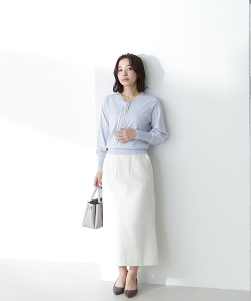 NATURAL BEAUTY BASIC（ナチュラルビューティーベーシック）の「◇アウトポケットツイードナロースカート（スカート・レディース・ブルー/オフホワイト/ネイビー・MEDIUM/SMALL）」の18枚目の写真