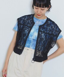 Ray BEAMS | Ray BEAMS / レース ジップ フレンチスリーブ ベスト(ベスト)