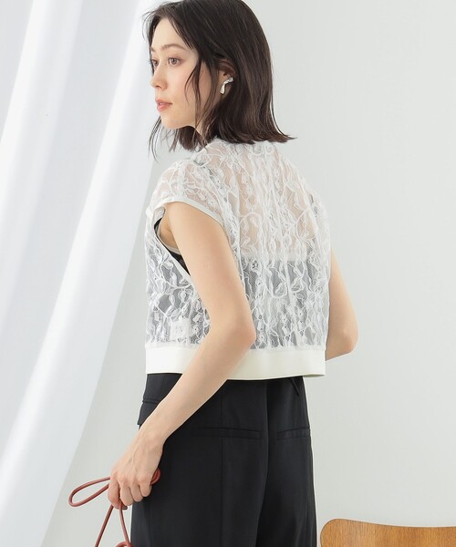 Ray BEAMS(レイビームス)の「Ray BEAMS / レース ジップ フレンチスリーブ ベスト(ベスト・レディース・ブラック/ホワイト・ONE SIZE)」の7枚目の写真
