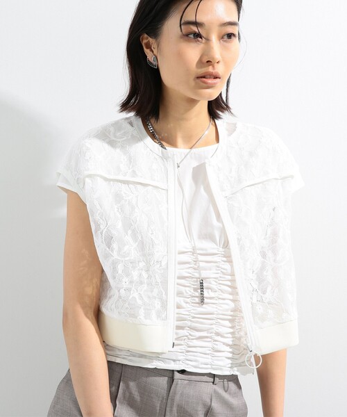 Ray BEAMS(レイビームス)の「Ray BEAMS / レース ジップ フレンチスリーブ ベスト(ベスト・レディース・ブラック/ホワイト・ONE SIZE)」の16枚目の写真