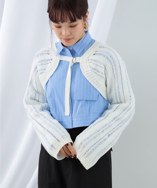 Ray BEAMS（レイビームス）の「Ray BEAMS / 透かし編み アームボレロ（カーディガン/ボレロ・レディース・ホワイト/ブラック/レッド・ONE SIZE）」の7枚目の写真