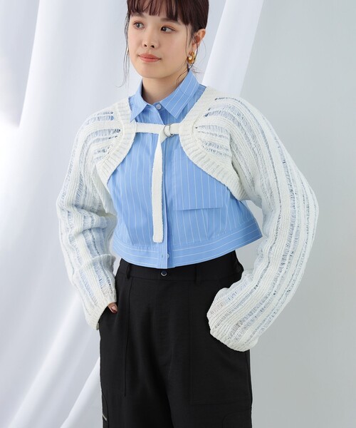 Ray BEAMS（レイビームス）の「Ray BEAMS / 透かし編み アームボレロ（カーディガン/ボレロ・レディース・ホワイト/ブラック/レッド・ONE SIZE）」の8枚目の写真