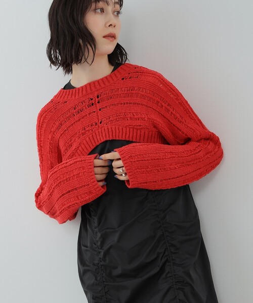 Ray BEAMS（レイビームス）の「Ray BEAMS / 透かし編み アームボレロ（カーディガン/ボレロ・レディース・ホワイト/ブラック/レッド・ONE SIZE）」の19枚目の写真