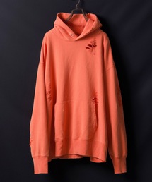 WORN-OUT DAMAGE PULL HOODIE / ユーズド加工 ダメージ プルオーバー スウェットパーカー